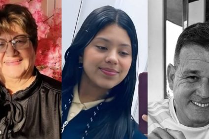 Una señora mayor, una adolescente y un dirigente