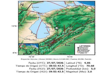 Dos nuevos sismos de magnitud 3.0 y 3.1 sacuden a Venezuela este lunes 27 de julio